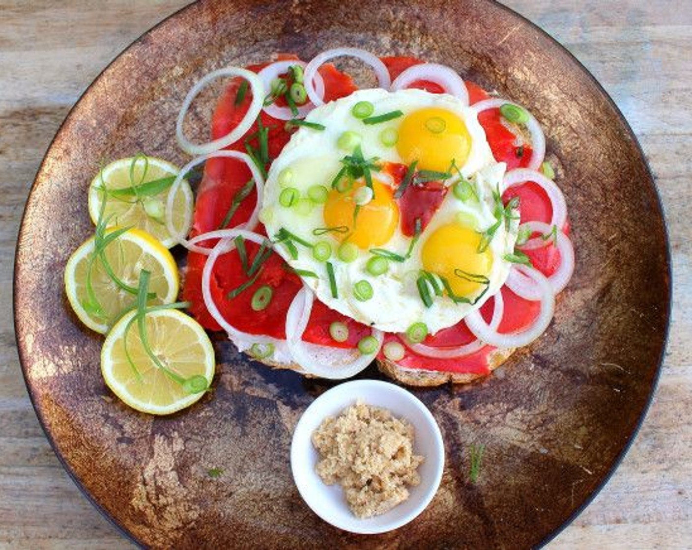 Smoked Salmon and Fried Eggs on Sour Dough Bread