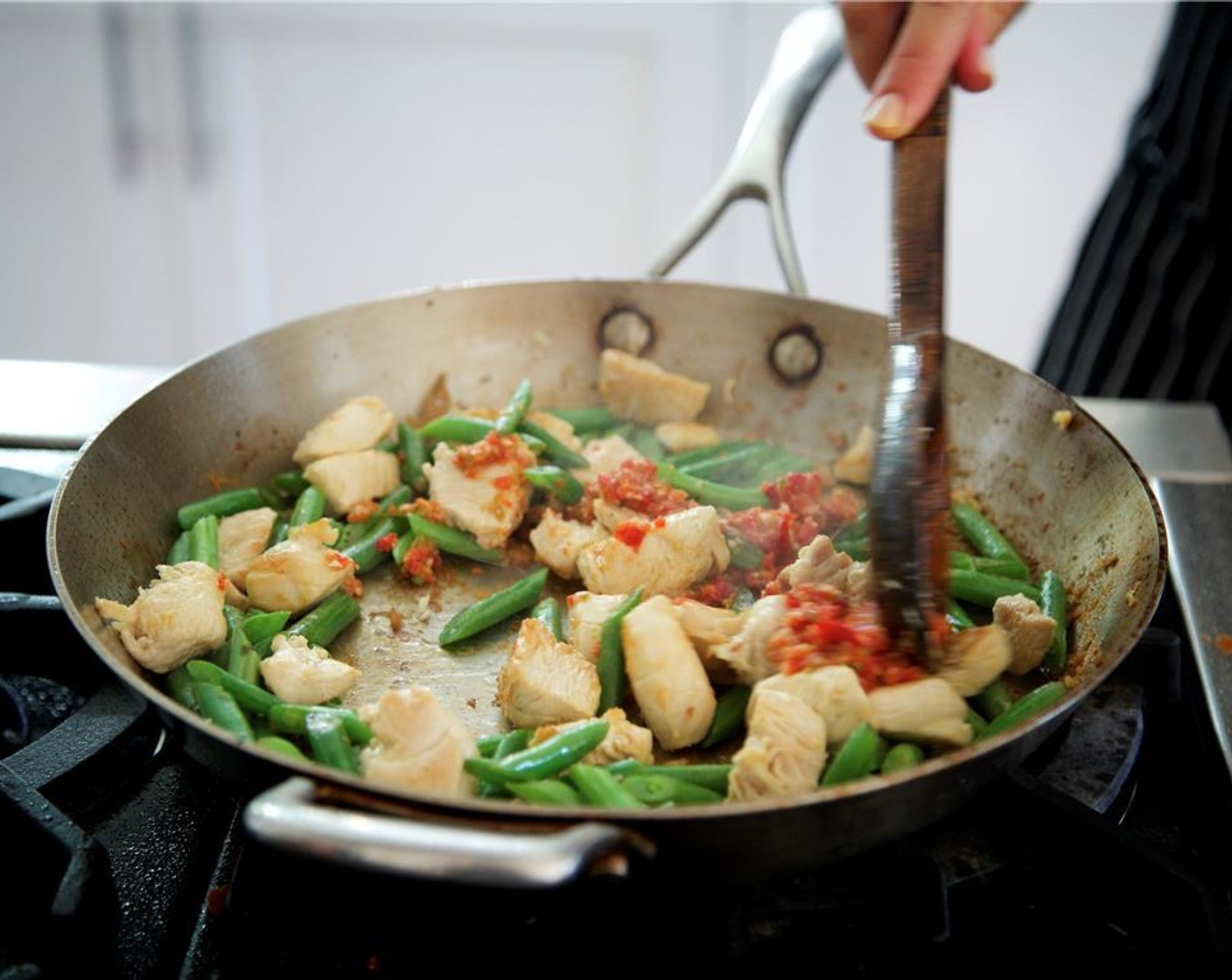 step 18 Add the Fish Sauce (1 Tbsp), Oyster Sauce (2 Tbsp), Tamari Soy Sauce (1 Tbsp), and Granulated Sugar (1/4 tsp). Stir constantly.