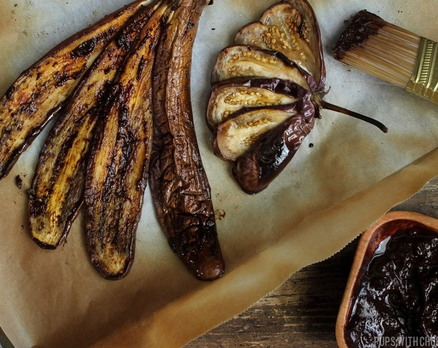 step 7 When the eggplant looks brown and roasted, brush on the glaze and put it back in the broiler for 2 minutes.