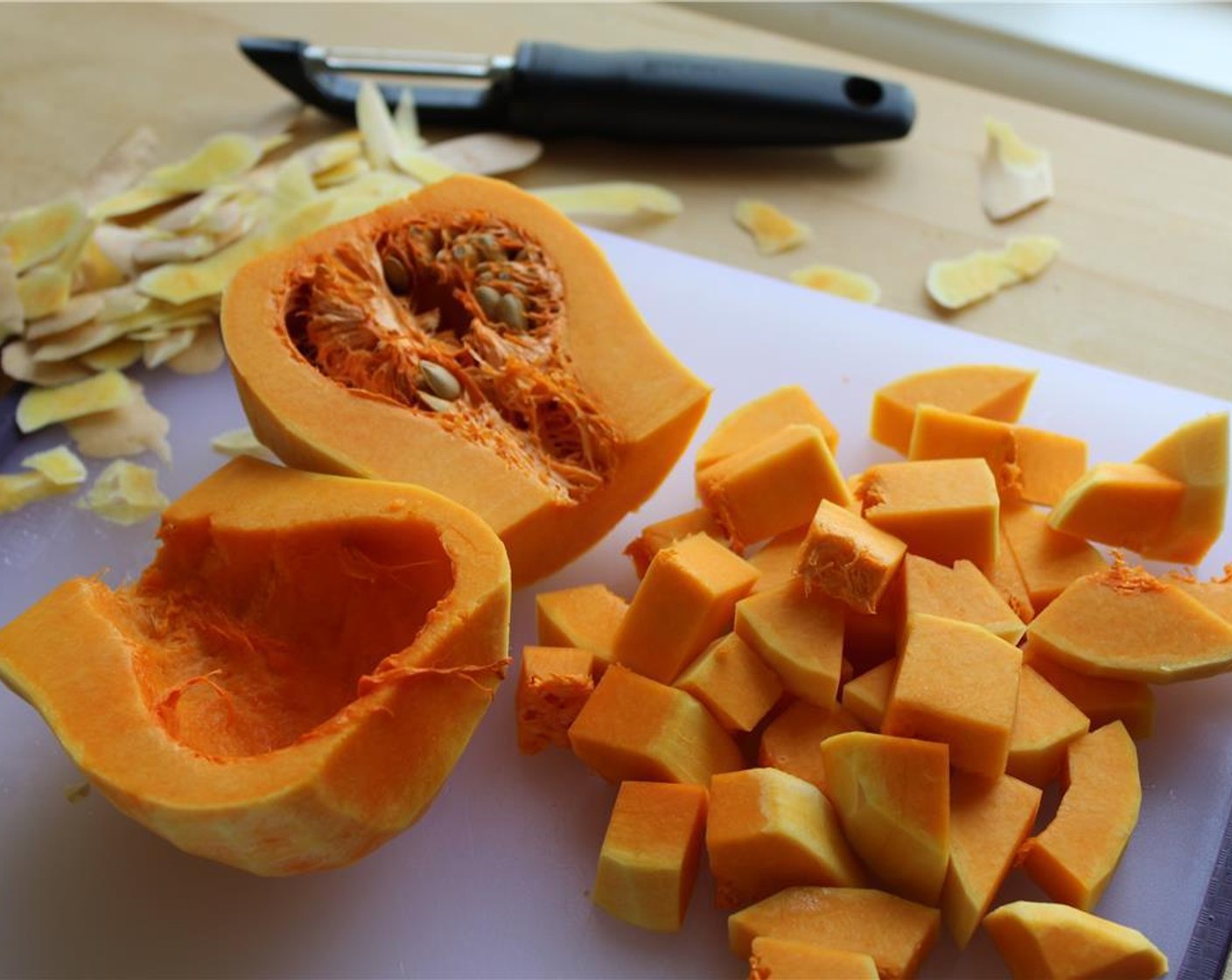step 2 Peel, deseed, and dice the Butternut Squash (1).