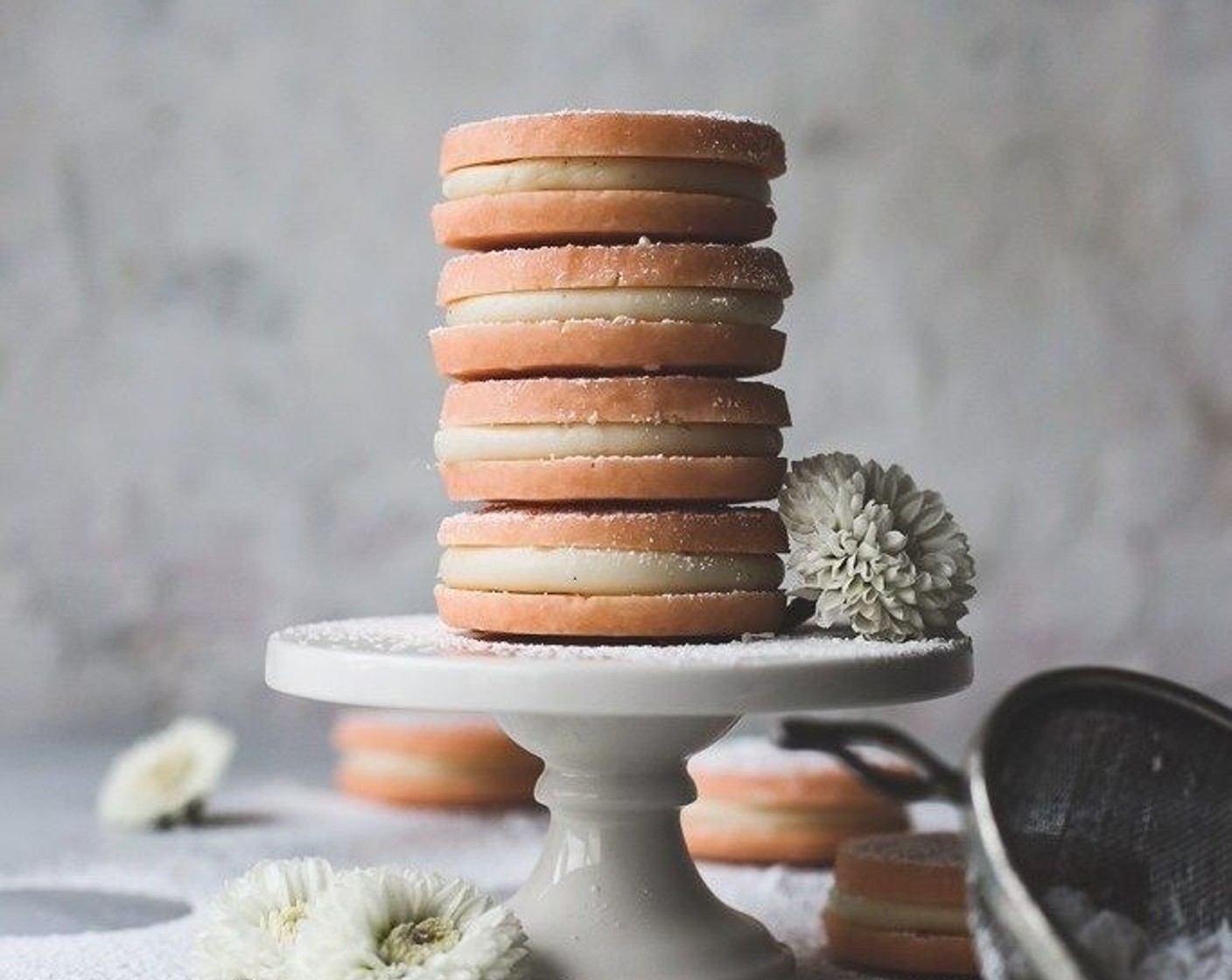 Peppermint Shortbread Cream Cheese Cookie Sandwiches