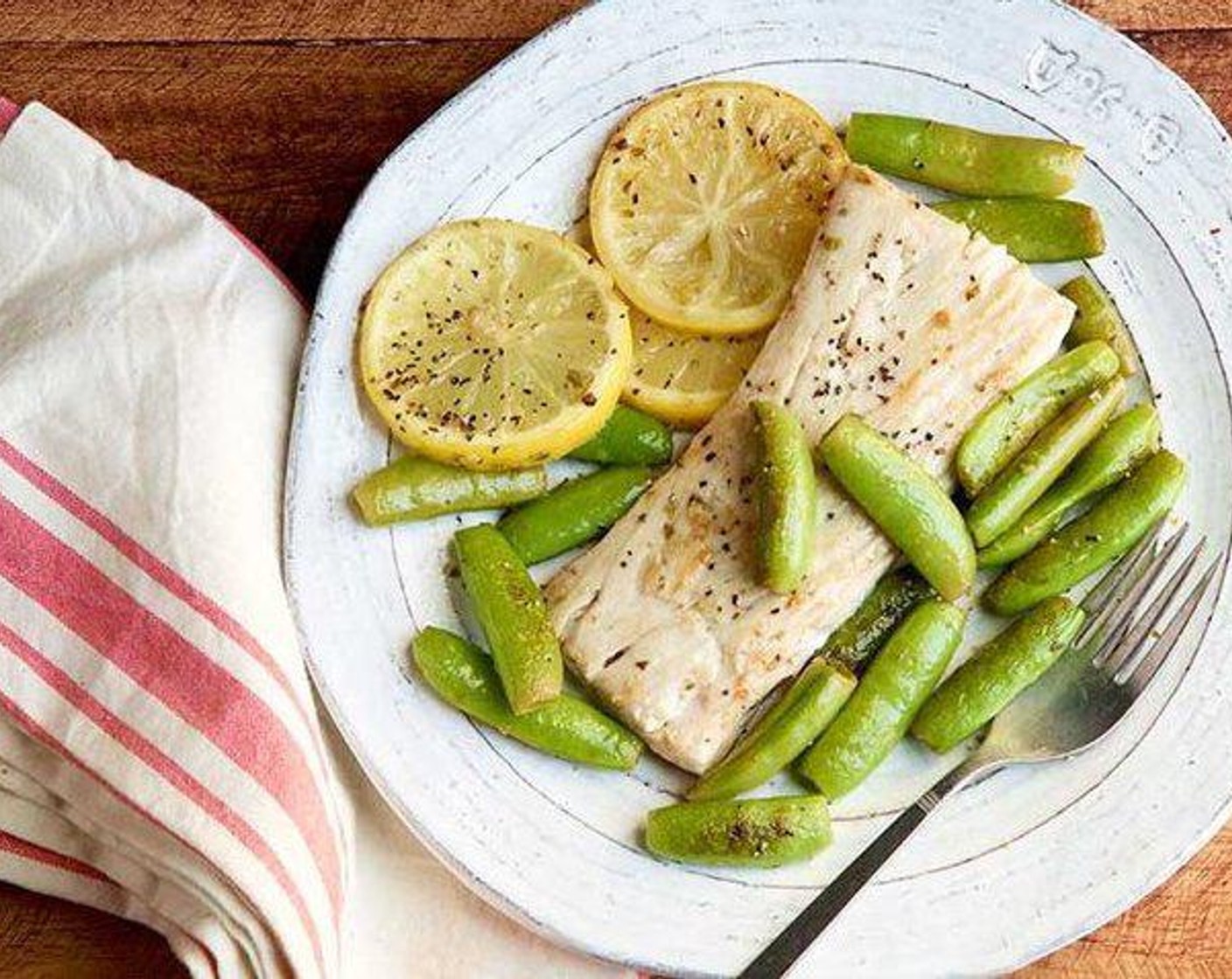 Mahi-Mahi with Sugar Snap Peas and Caper Butter