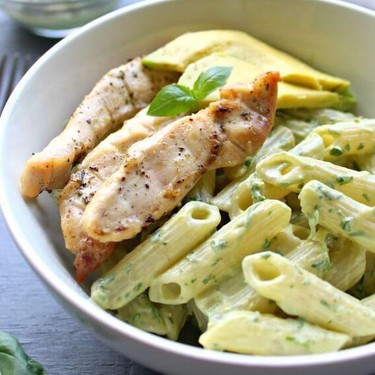 Chicken Pasta with Herby Avocado Pesto Sauce Recipe | SideChef