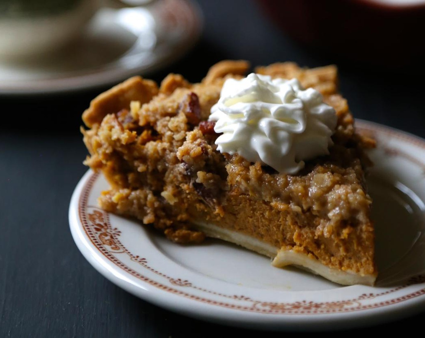 Bourbon Pumpkin Pie with Cinnamon Pecan Streusel