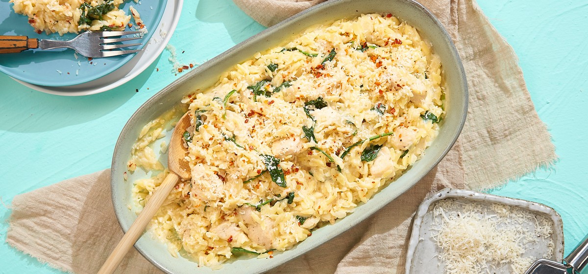 One-Pot Creamy Chicken and Spinach Orzo Recipe