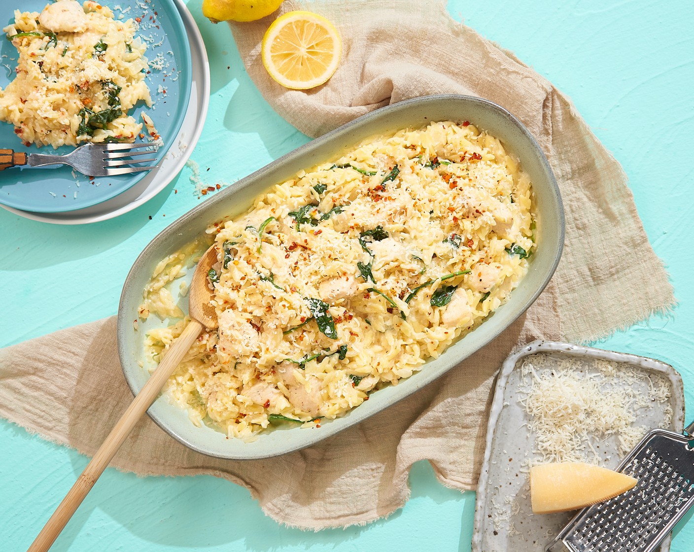 One-Pot Creamy Chicken and Spinach Orzo