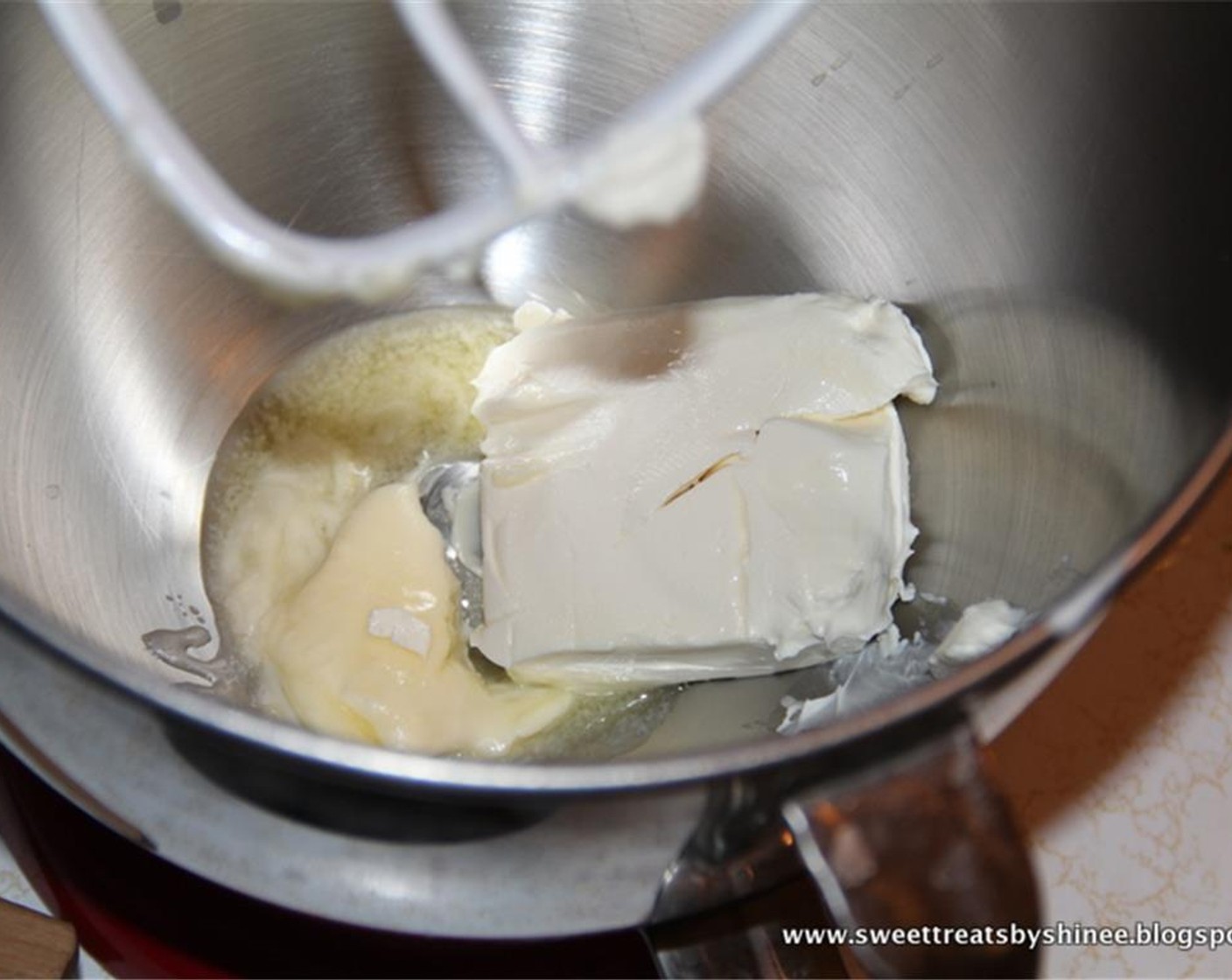 step 1 Beat Cream Cheese (1/2 cup) and Unsalted Butter (2 Tbsp) for about 1 minute until well blended.