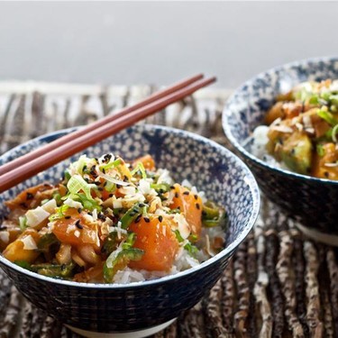 Spicy Salmon Poke and Coconut Rice Recipe | SideChef