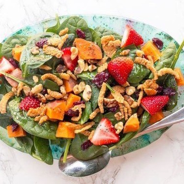 Spinach Salad with Strawberry and Sweet Potato Recipe | SideChef