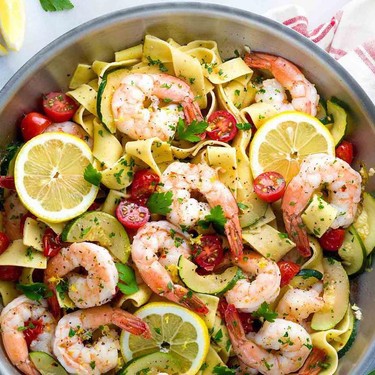 Shrimp Pasta with Lemon Garlic Sauce Recipe | SideChef