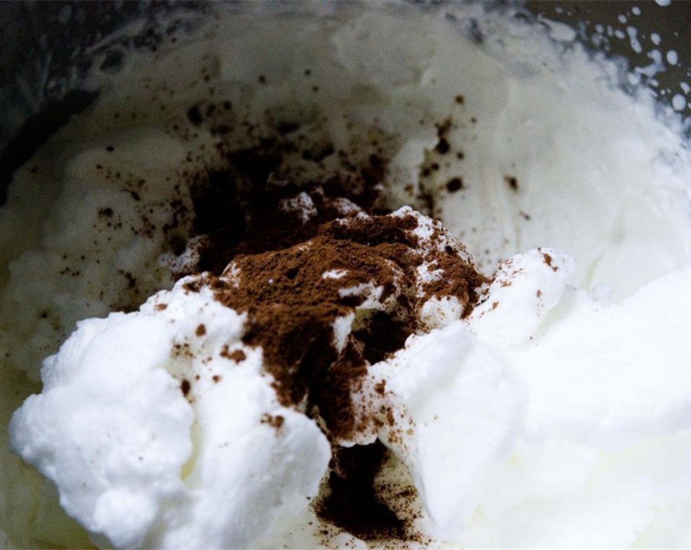 step 5 Next, add whipped egg whites, Instant Coffee (2 tsp) and chilled espresso to the whipped cream.
