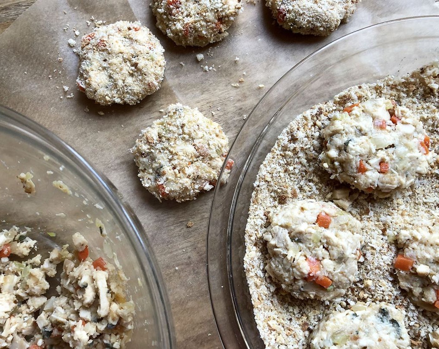 step 10 Shape into 14-16 patties; press Breadcrumbs (1 cup) onto patties.