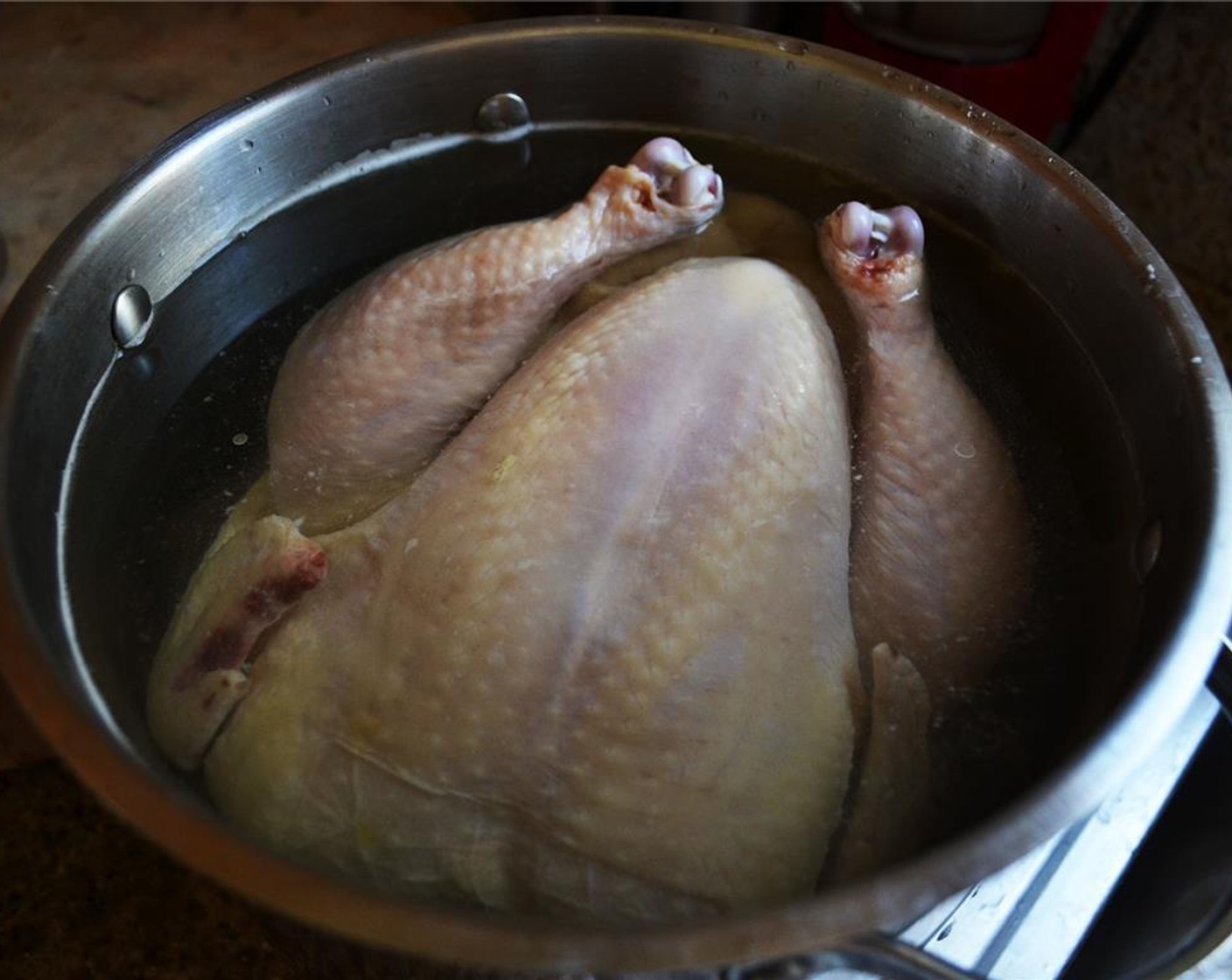 step 2 Add the Whole Chicken (1) and enough water to cover, then place in the refrigerator for 4 hours.