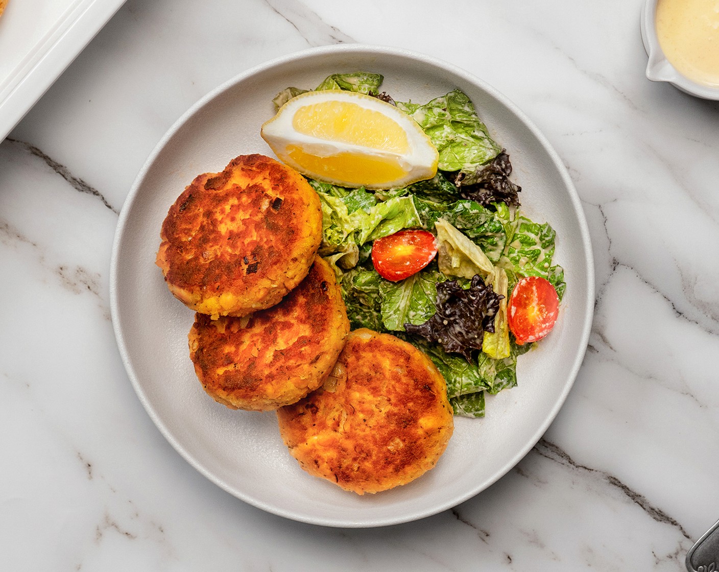 Salmon Cake with Garden Salad