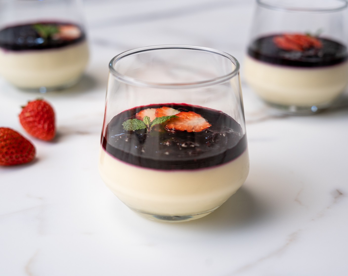 Air Sous Vide Panna Cotta with Blueberry Reduction