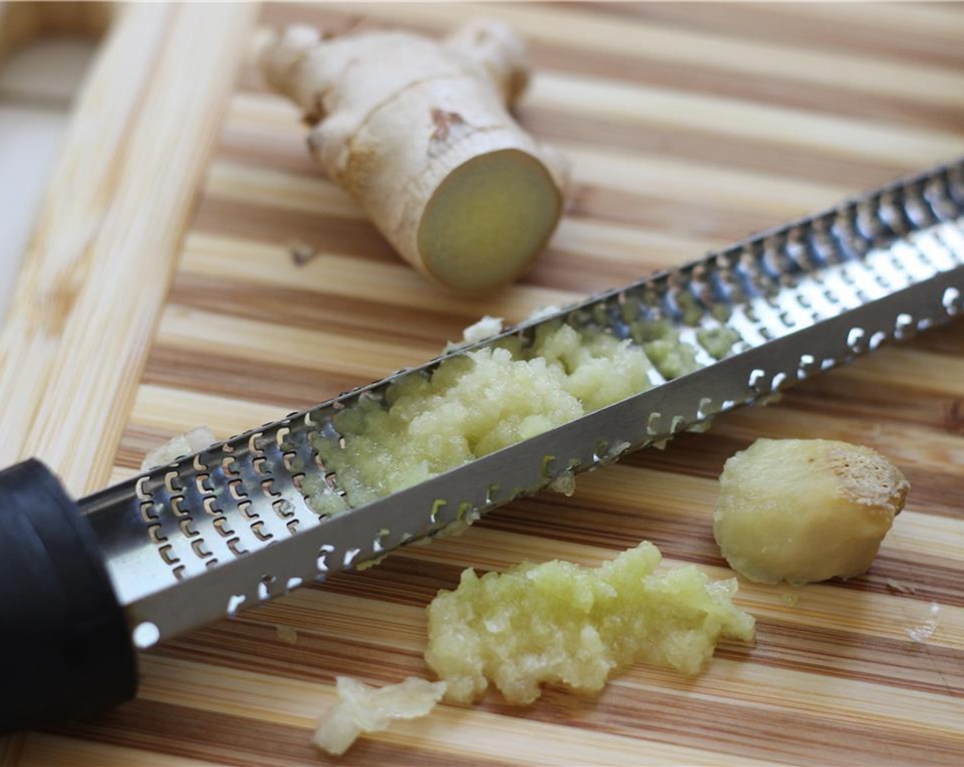 step 1 Freshly grate Garlic (2 cloves) and Fresh Ginger (1 in).