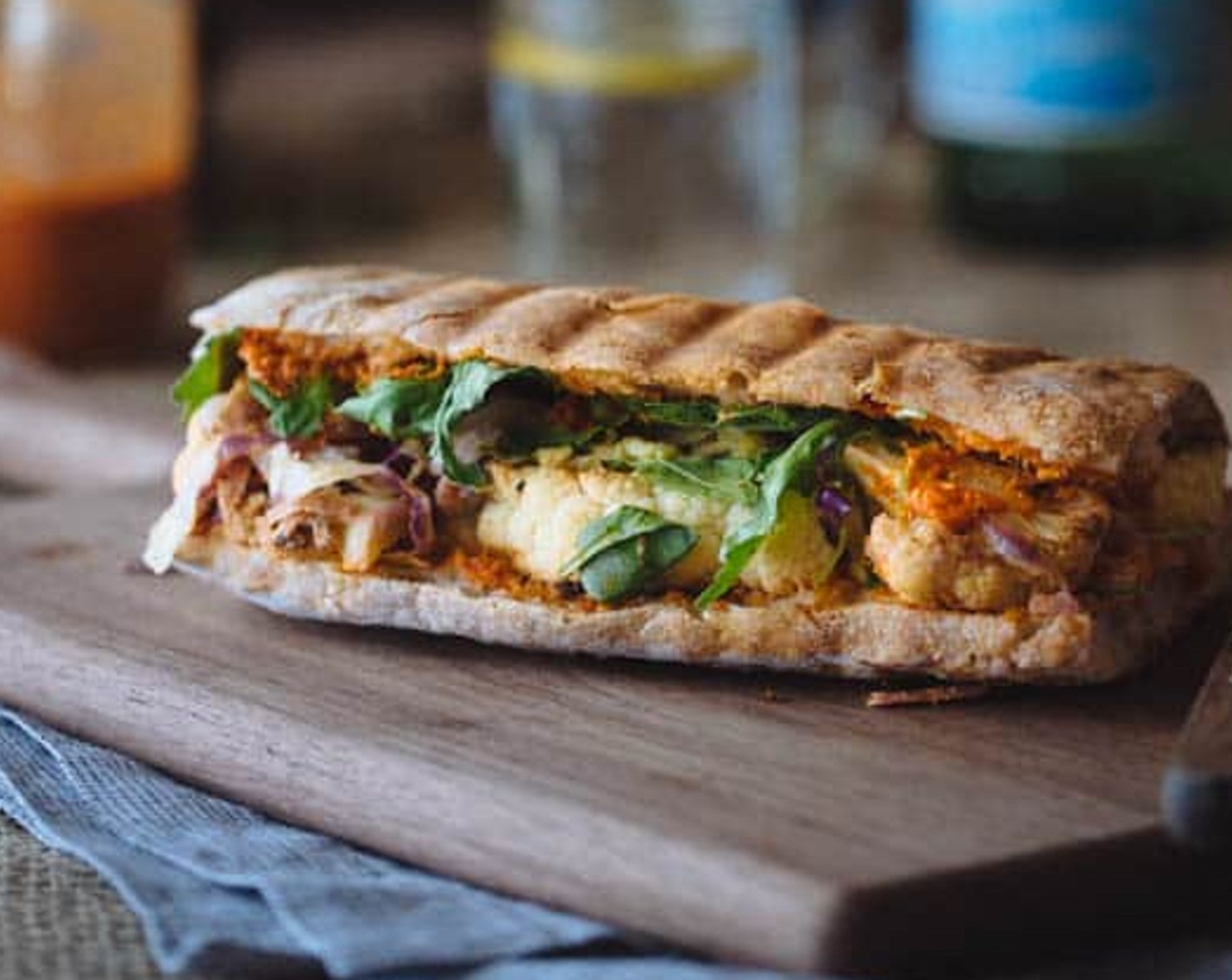 Cauliflower Steak Sandwich with Romesco Sauce