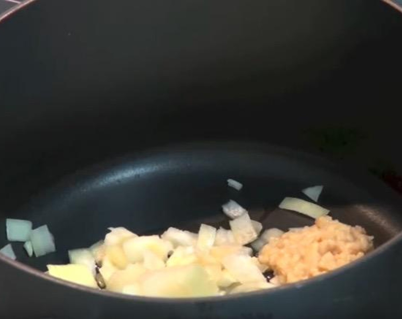 step 1 In a saucepan, add Olive Oil (as needed). Over medium heat, cook Yellow Onion (1) and Garlic (2 cloves) for 2-3 minutes, or until the onions have softened.