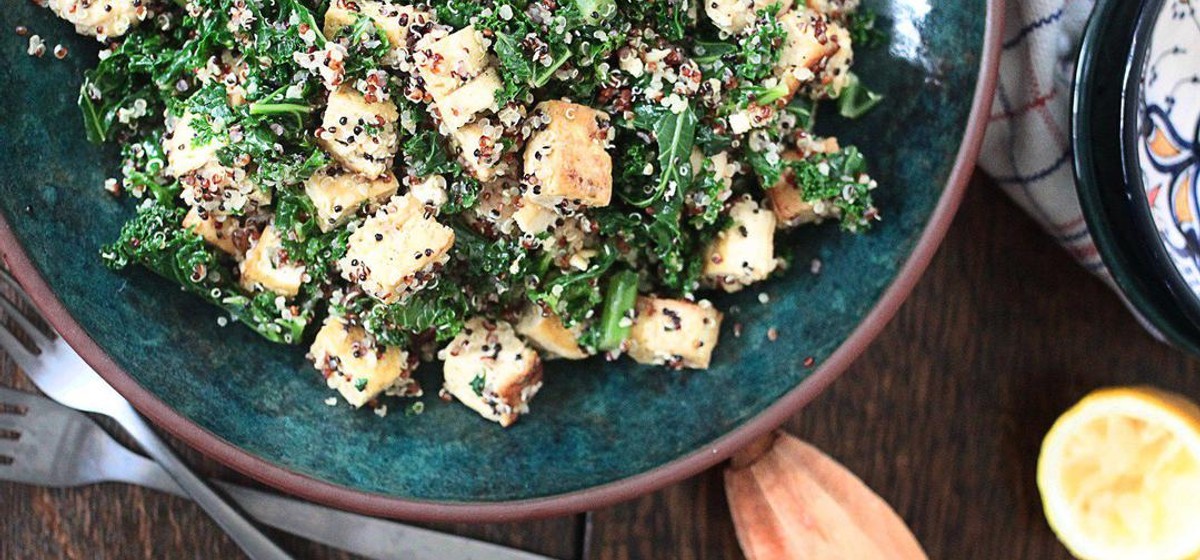 Kale, Tofu, Mushroom, and Quinoa Bowl Recipe SideChef