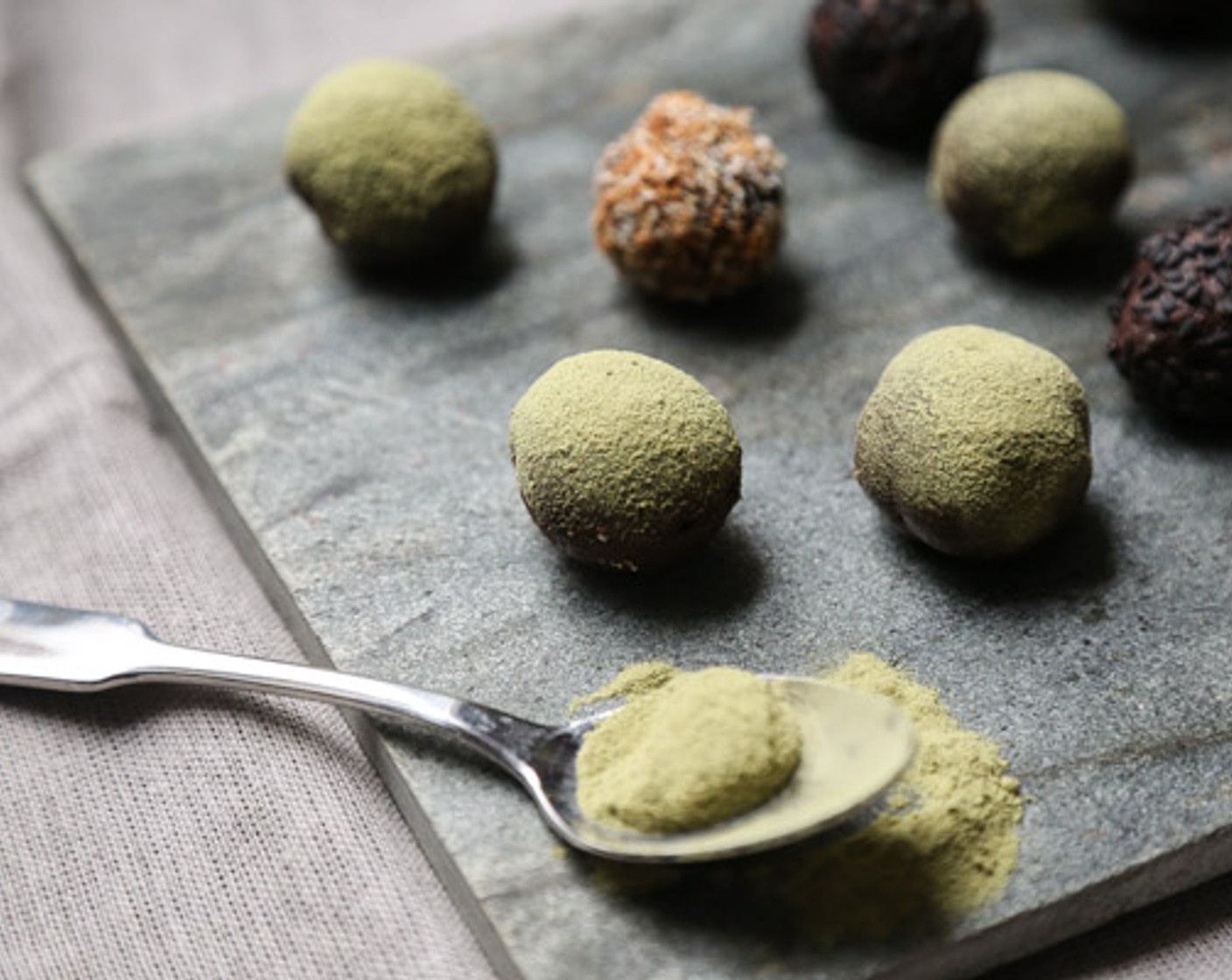 Dark Chocolate Vegan Truffles with Matcha