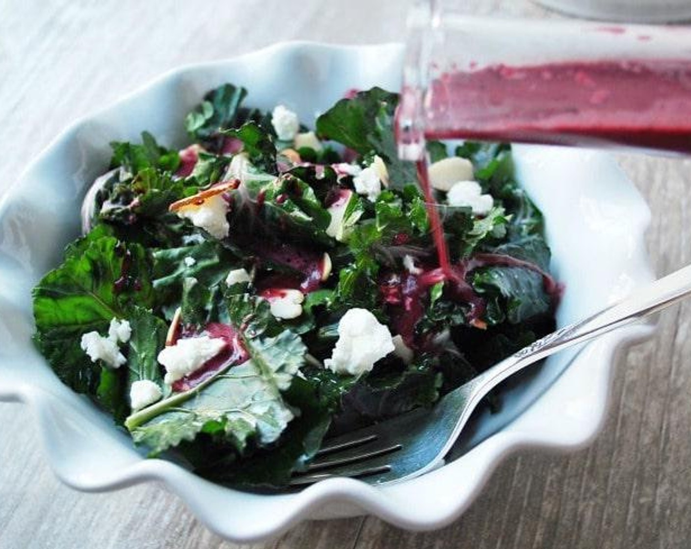 Almond Kalette Salad with Wild Blueberry Vinaigrette