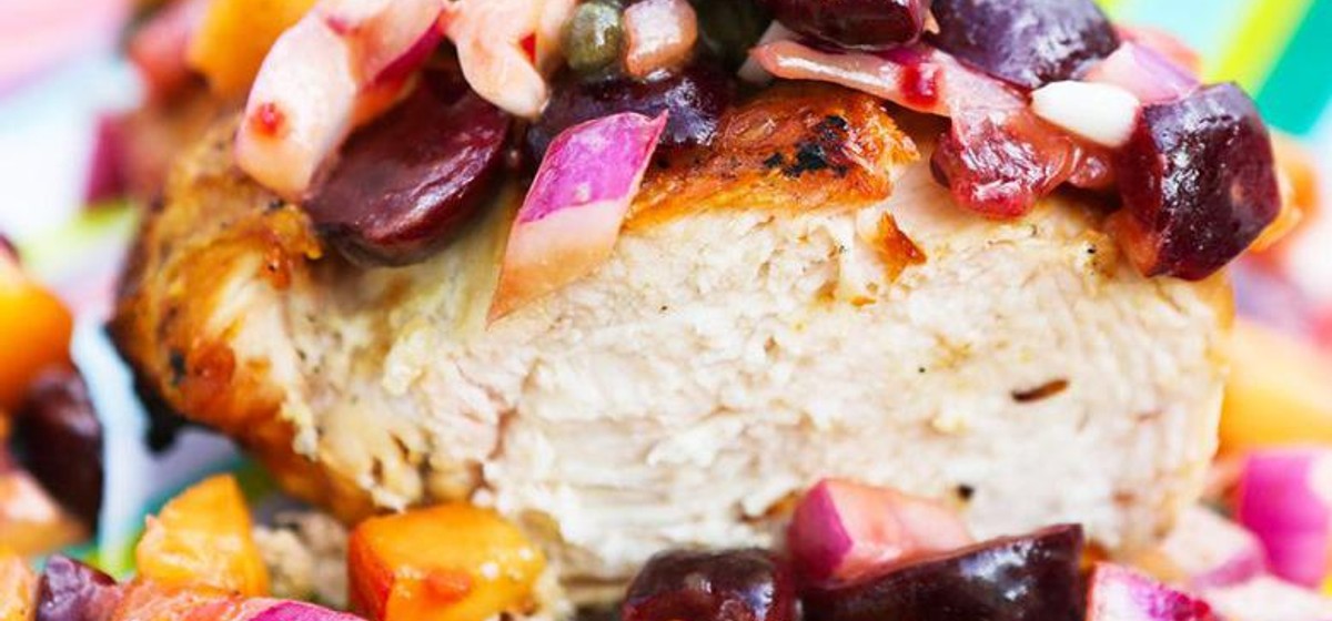 Grilled Chicken with Peach and Cherry Salsa Recipe | SideChef