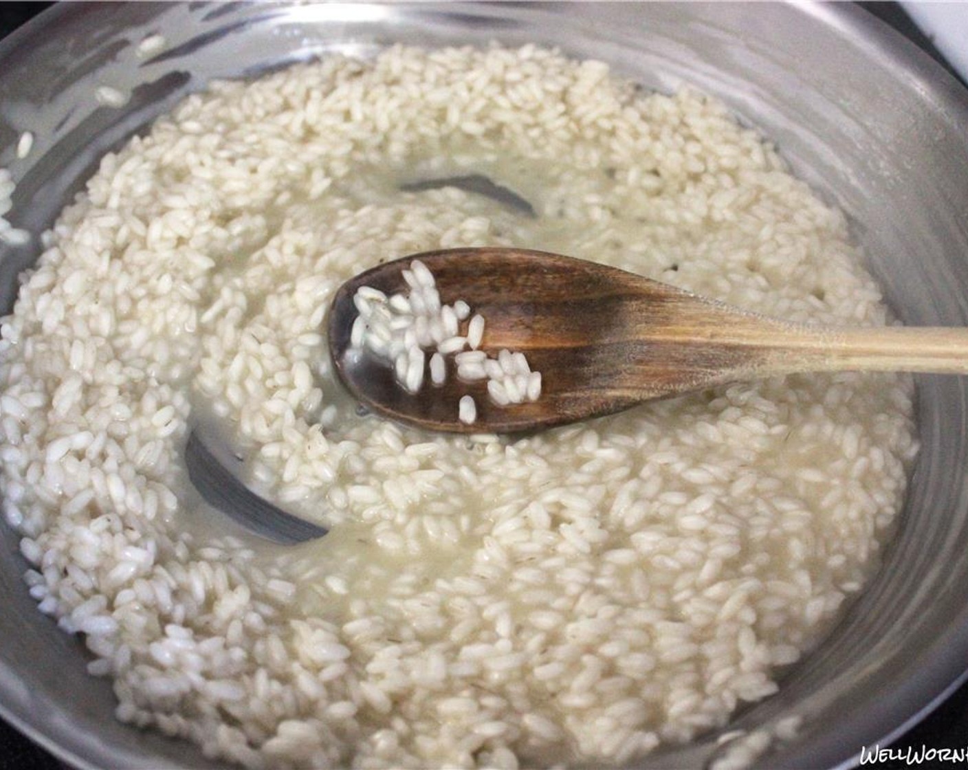 step 2 Toast the Arborio Rice (1 cup) in the butter.