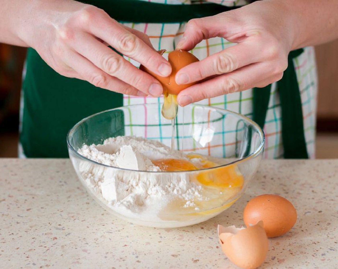 step 5 You can now prepare the batter. Whisk together the Farmhouse Eggs® Large Brown Eggs (3), Mayonnaise (1/3 cup), Granulated Sugar (1/2 Tbsp), and Greek Yogurt (1/3 cup) in a large bowl until well combined.