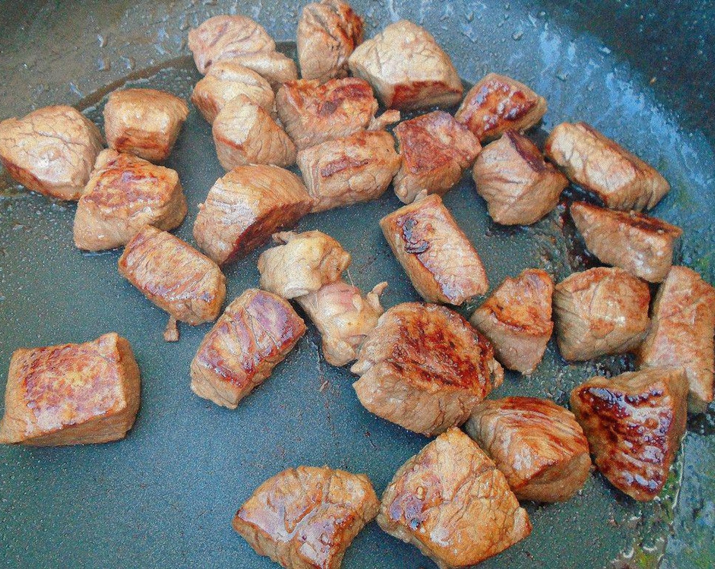 step 4 Saute beef cubes in Ghee (2 Tbsp) until nicely browned but still very rare.