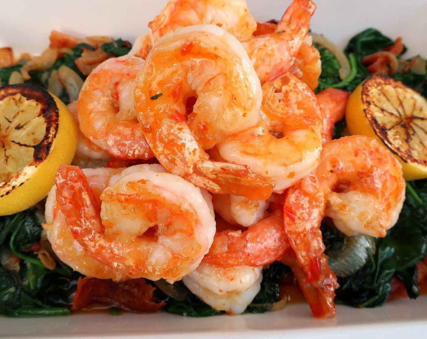 step 6 Serve shrimp with spinach. Enjoy!