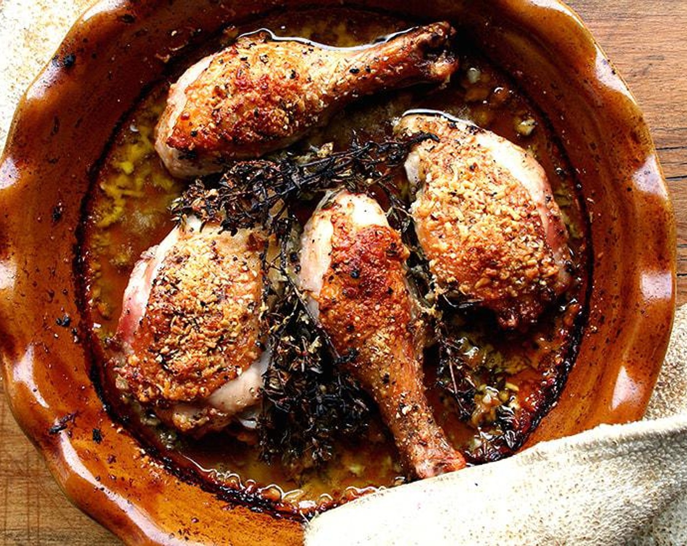 Chicken Legs with Parmigiano Reggiano, White Wine, and Thyme