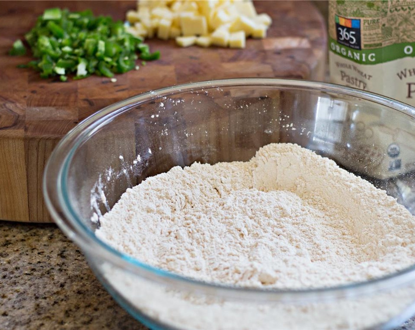step 3 In a large bowl, combine the Whole Wheat Flour (2 1/2 cups), Baking Powder (1 Tbsp), and Salt (1 tsp).