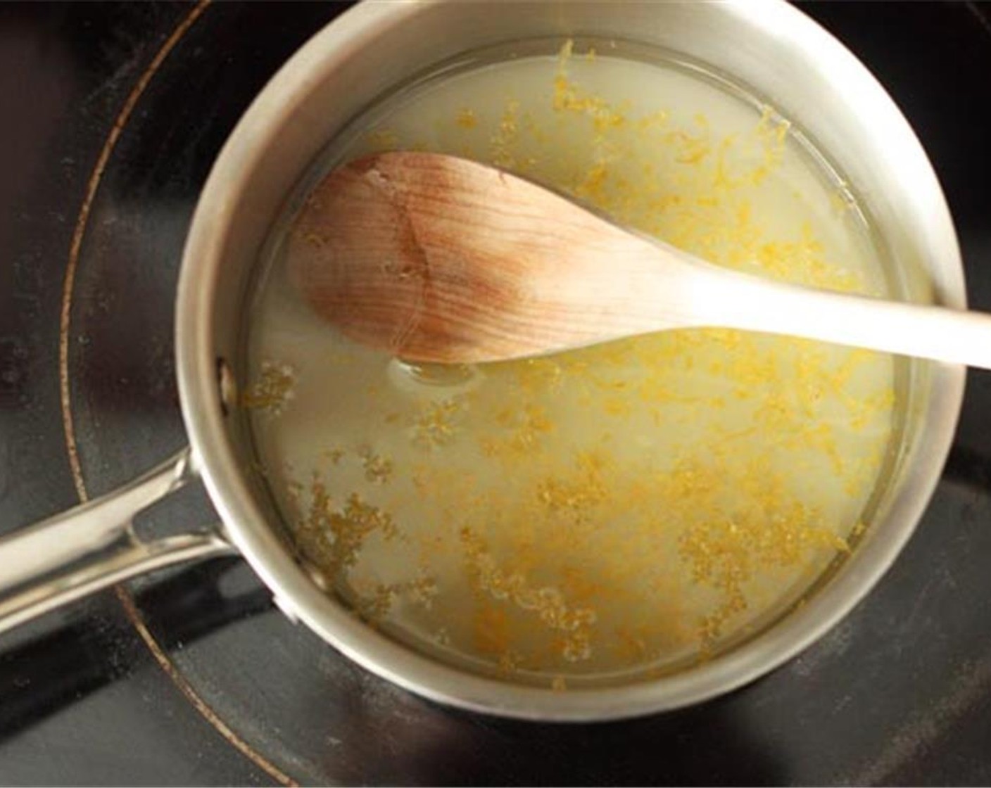 step 2 Combine Granulated Sugar (3/4 cup), Water (1 cup), and lemon zest in a small pot to make simple syrup. Heat the pot over medium-high heat until mixture starts to simmer and stir until sugar dissolves.