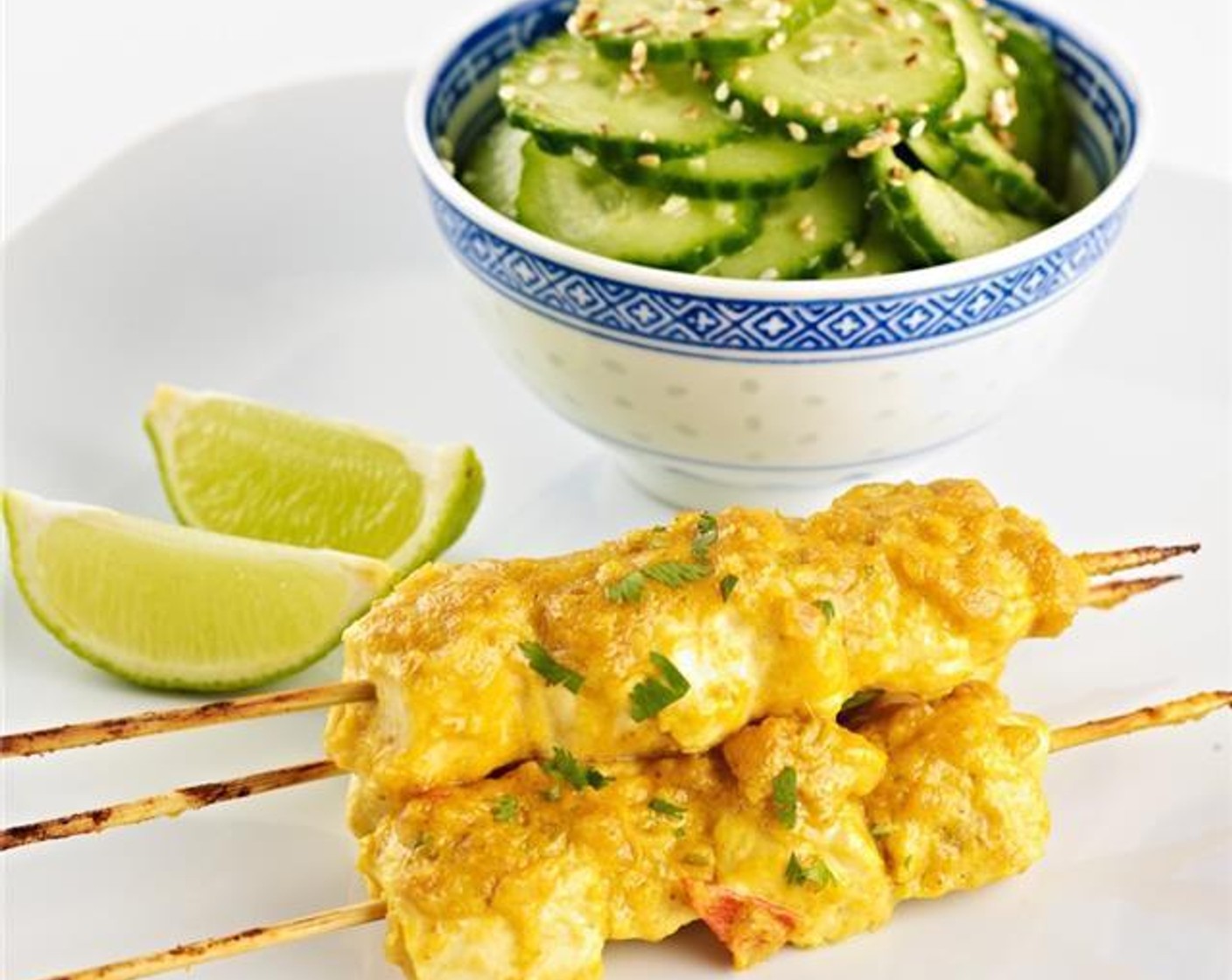 Chicken Satay with Sesame-Cucumber Salad