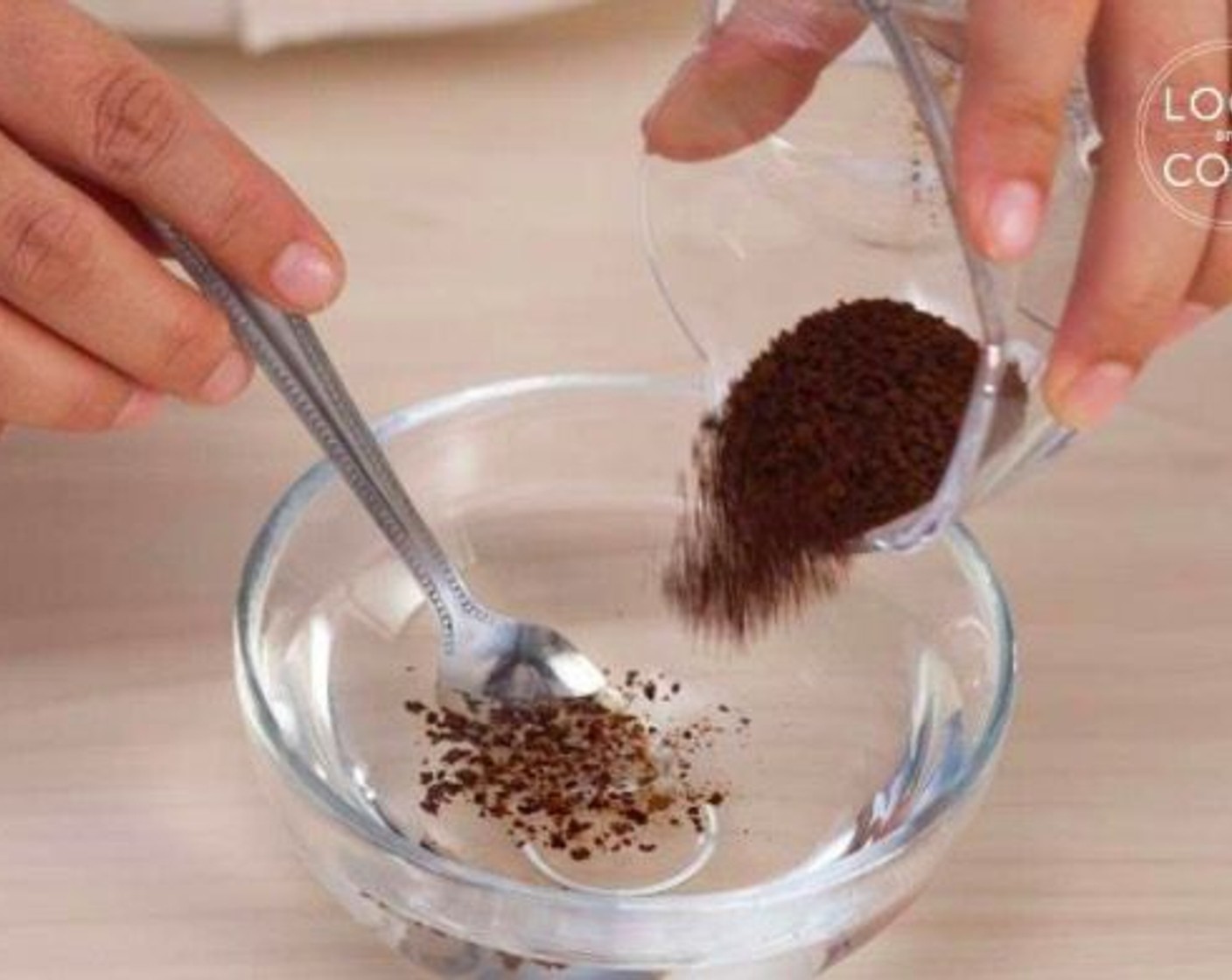step 8 In a small bowl, prepare espresso liquid by mixing the Espresso Powder (1 Tbsp) with water.