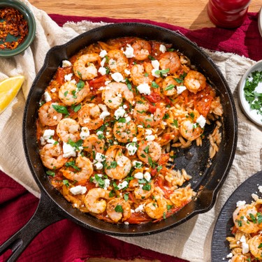 One-Pot Baked Tomato Orzo with Shrimp and Feta Recipe | SideChef