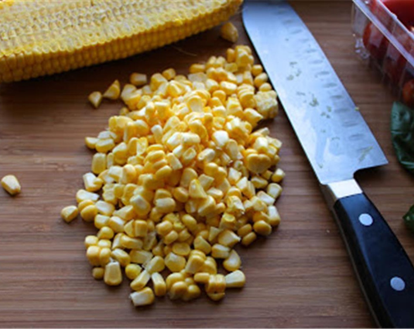 step 1 Make the salsa: Use a sharp knife to remove the Corn (2 ears) from the cob. This is not hard. Just hold the cob vertically and carefully cut straight down.