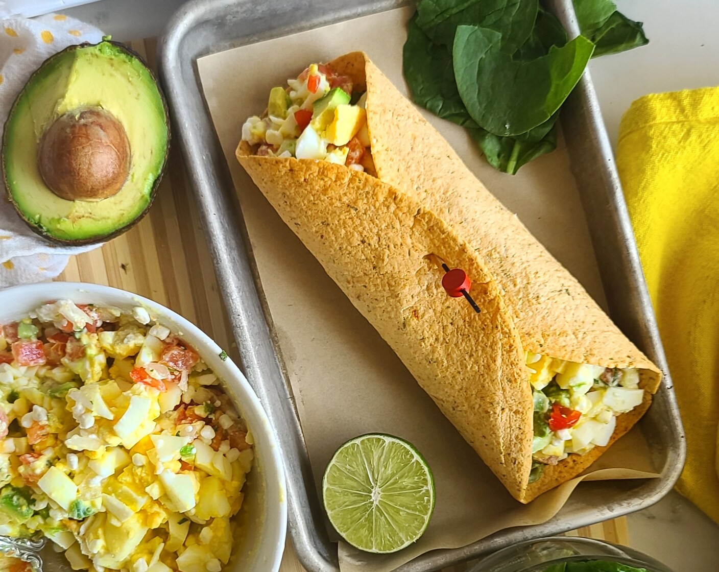 Southwestern Cottage Cheese Egg Salad Wraps