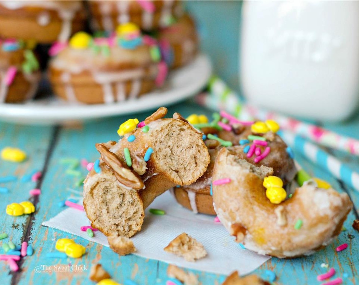 step 11 Dip the tops of each cooled off donut in the mixture ,then place back on the cooling rack until the glaze is dry. If you are adding sprinkles or pecans, add them before the glaze fully dries.