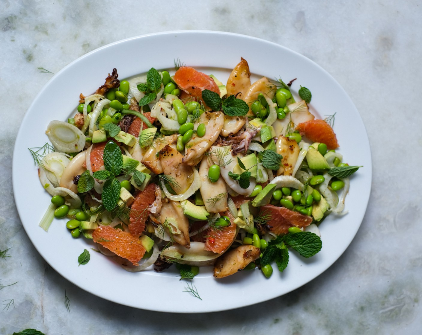 Seared Squid, Blood Orange & Fennel Salad