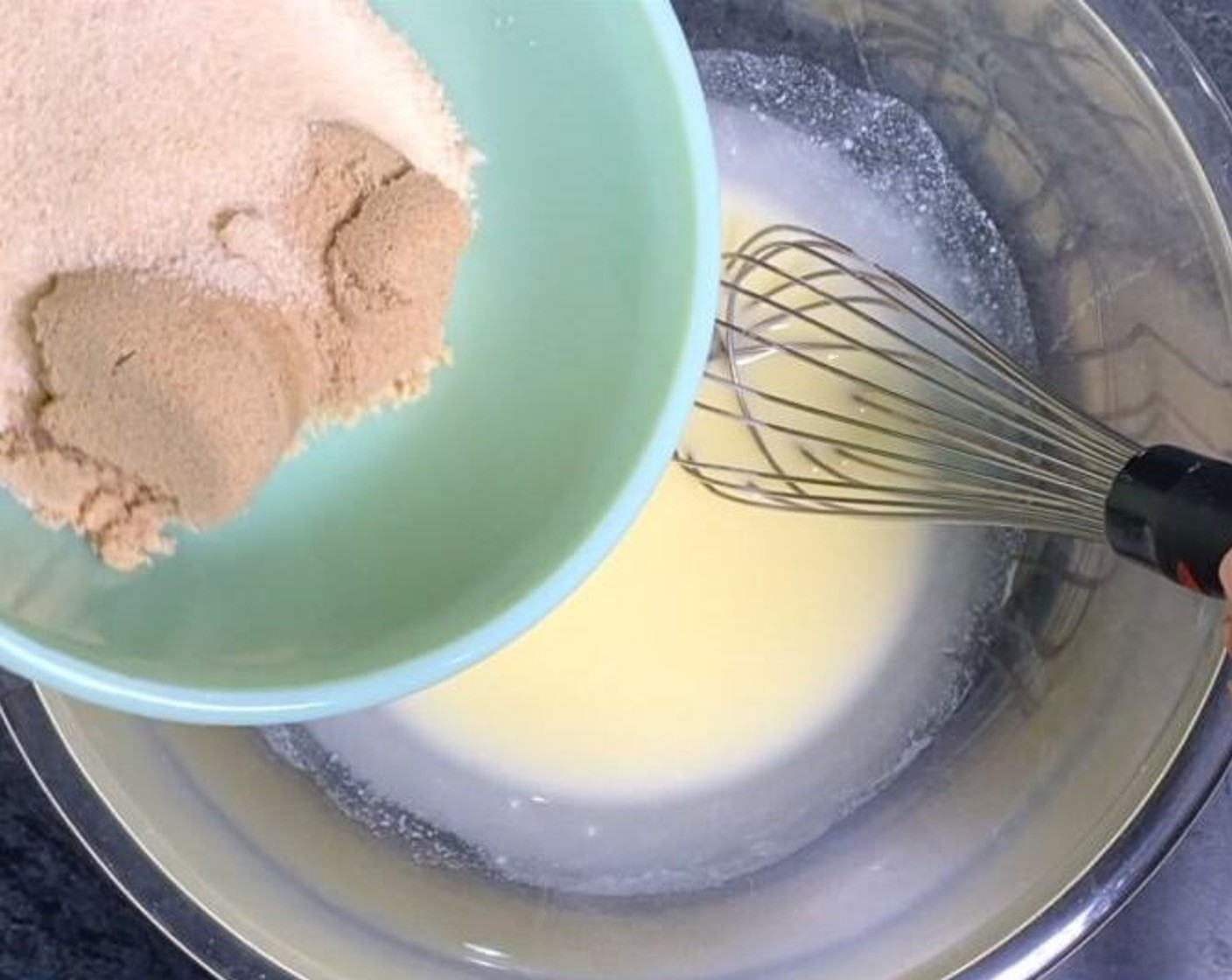 step 4 In a medium bowl combine the Brown Sugar (2/3 cup), Granulated Sugar (2/3 cup), and the cooled butter. Whisk together.