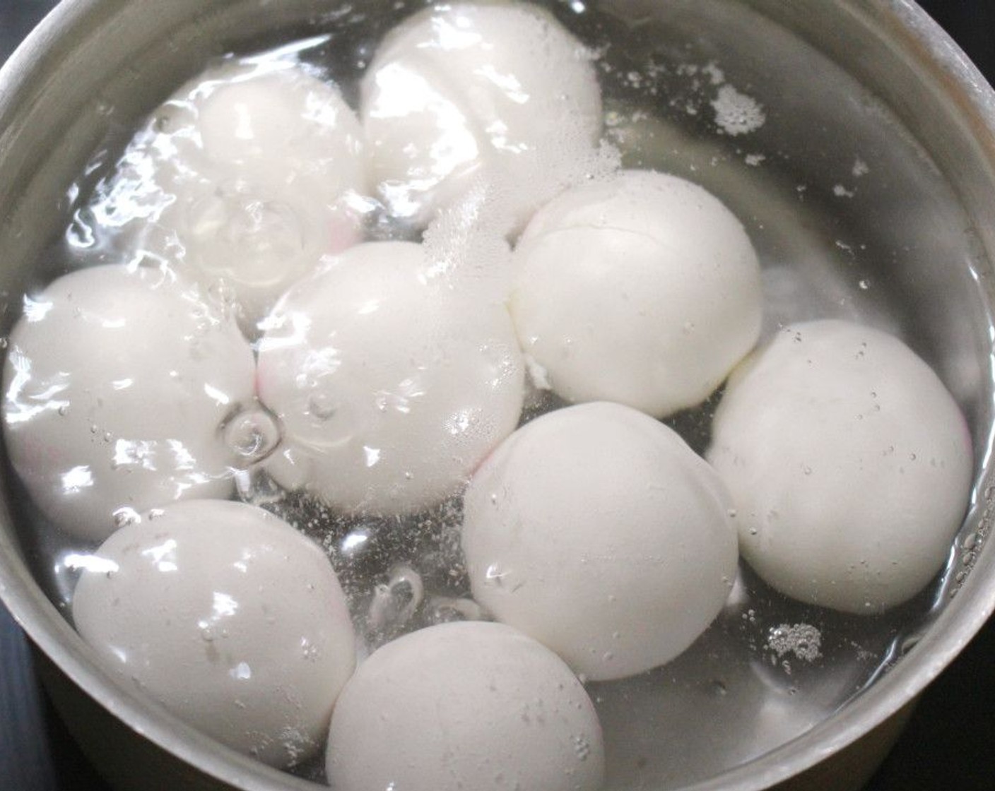 step 1 Hard-boil the Eggs (8) by placing in 1-inch of cold water and heating, covered, for 13 minutes. Run under cold water once time is up so they don't overcook.