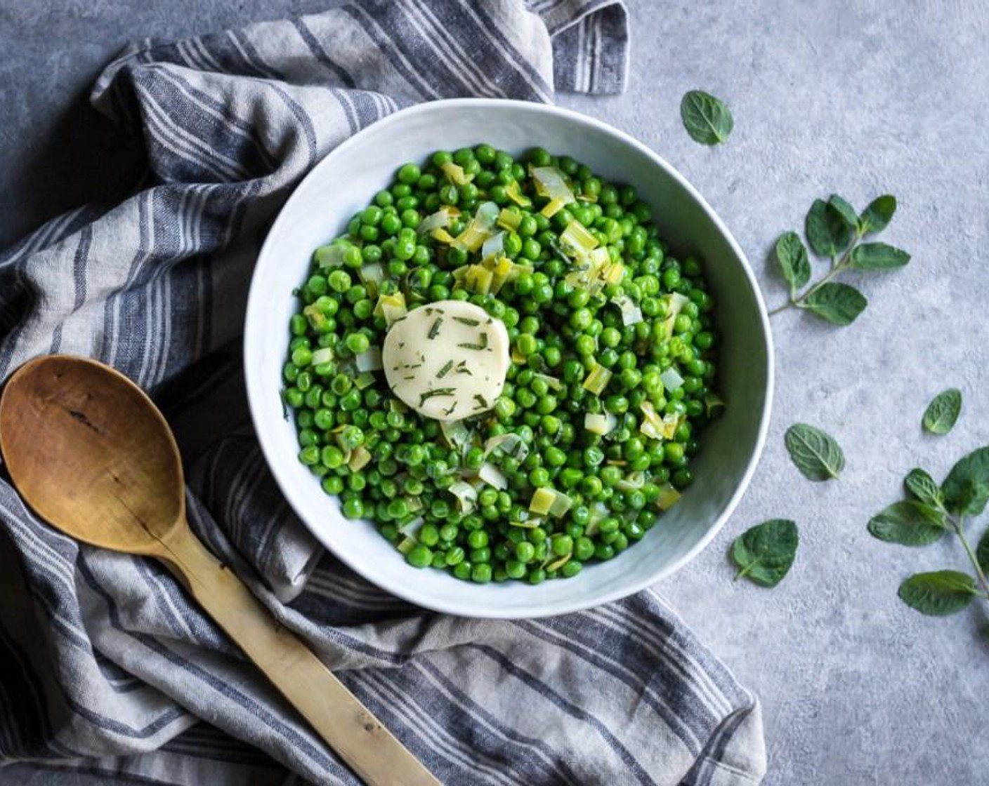 Buttered Peas with Leeks and Mint