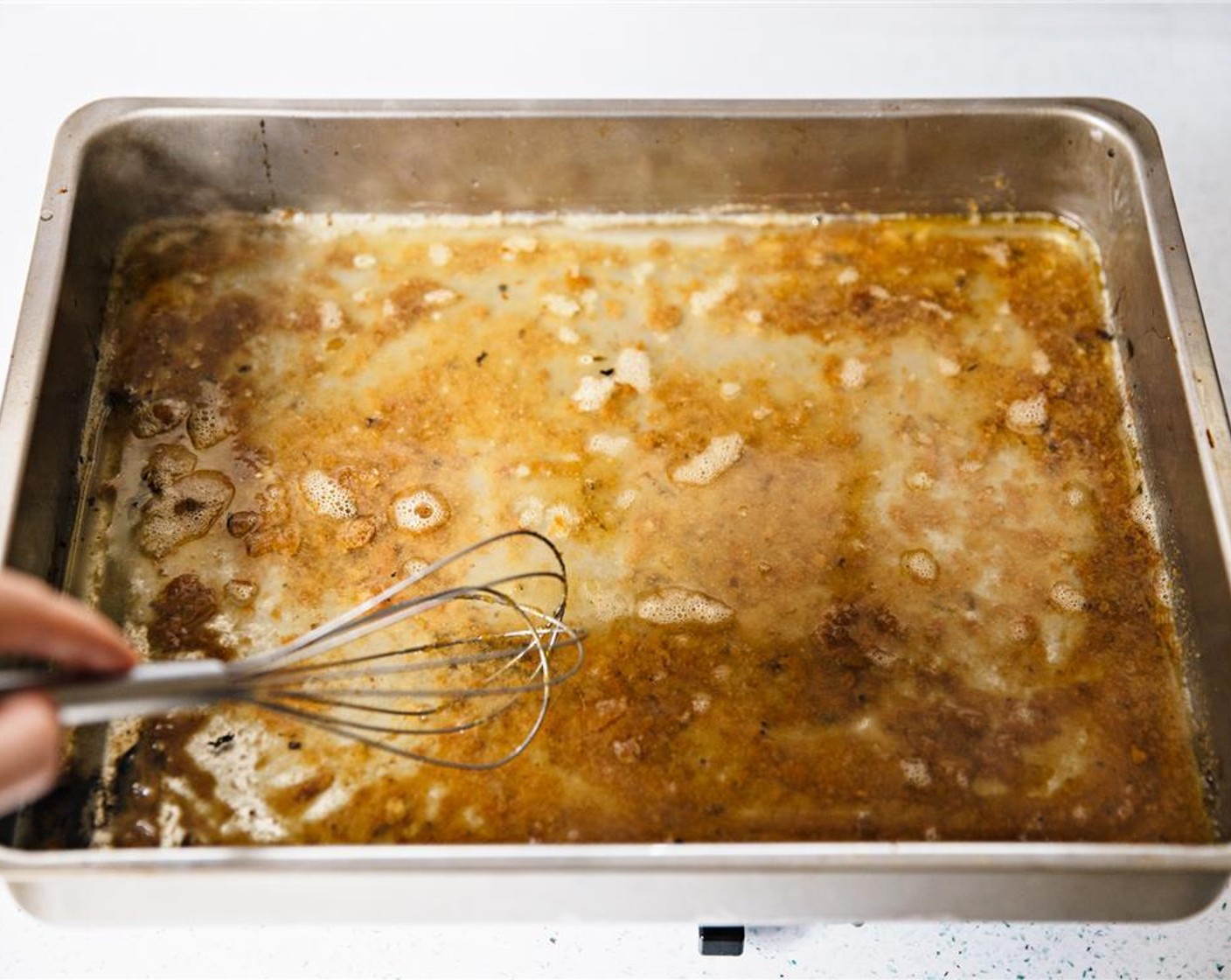 step 7 When the mixture begins to brown, add the Chicken Stock (1 cup).