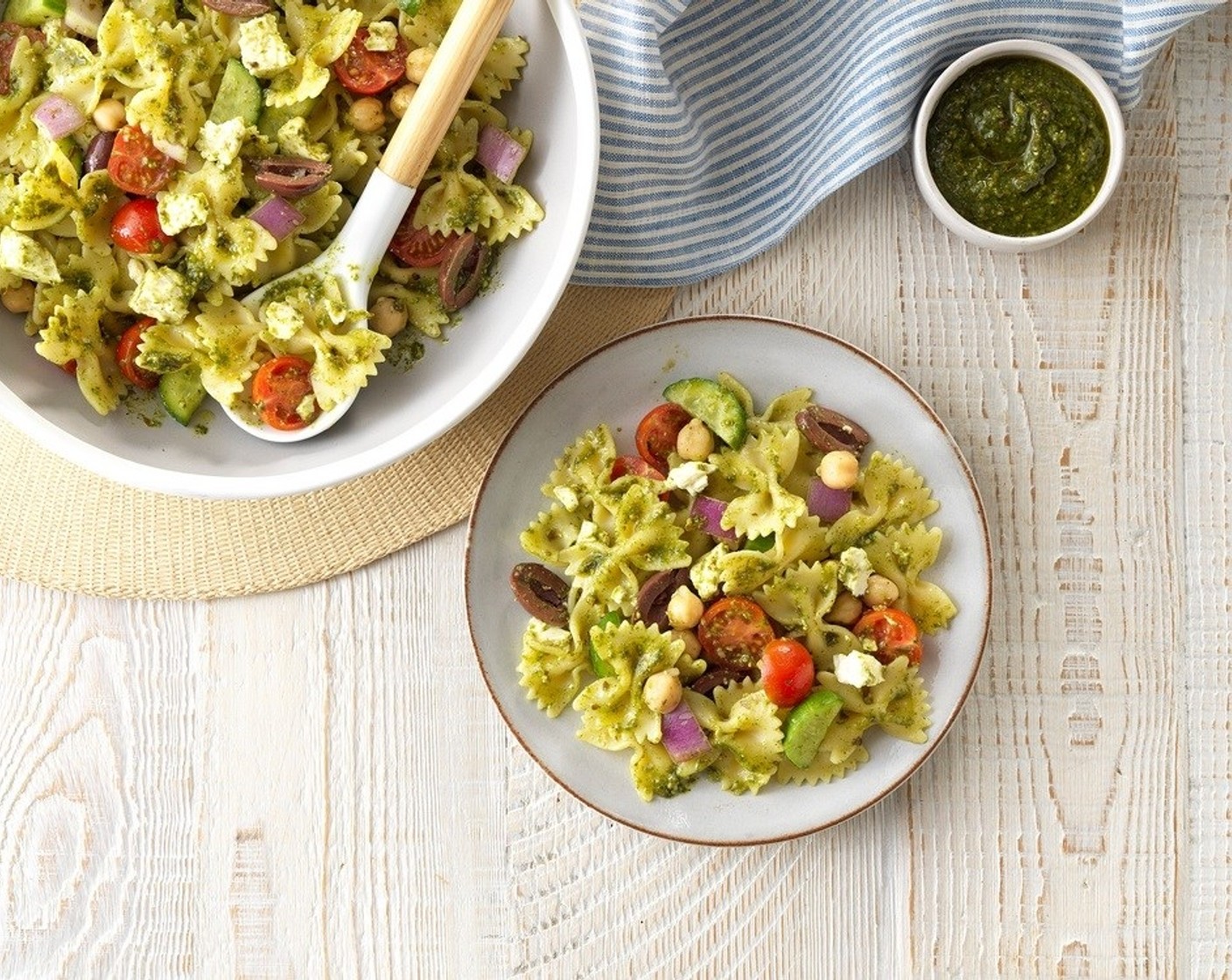 Chickpea Pesto Pasta Salad