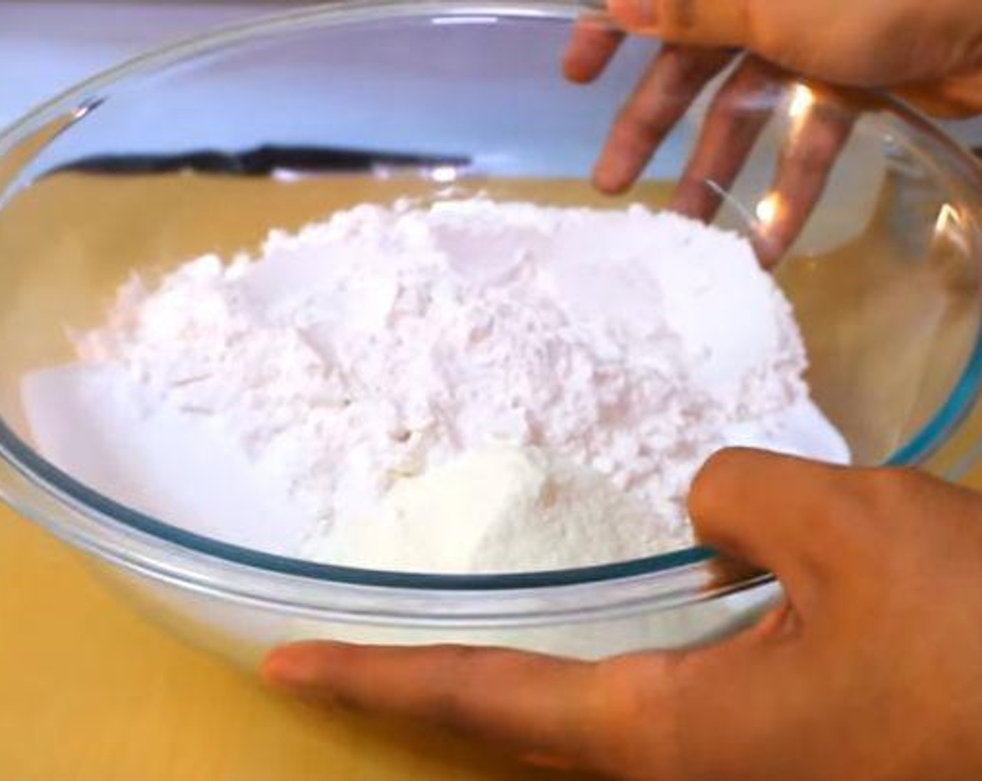 step 2 Mix together the All-Purpose Flour (4 cups), Granulated Sugar (3 Tbsp), Salt (1/2 Tbsp), Milk Powder (1/3 cup).