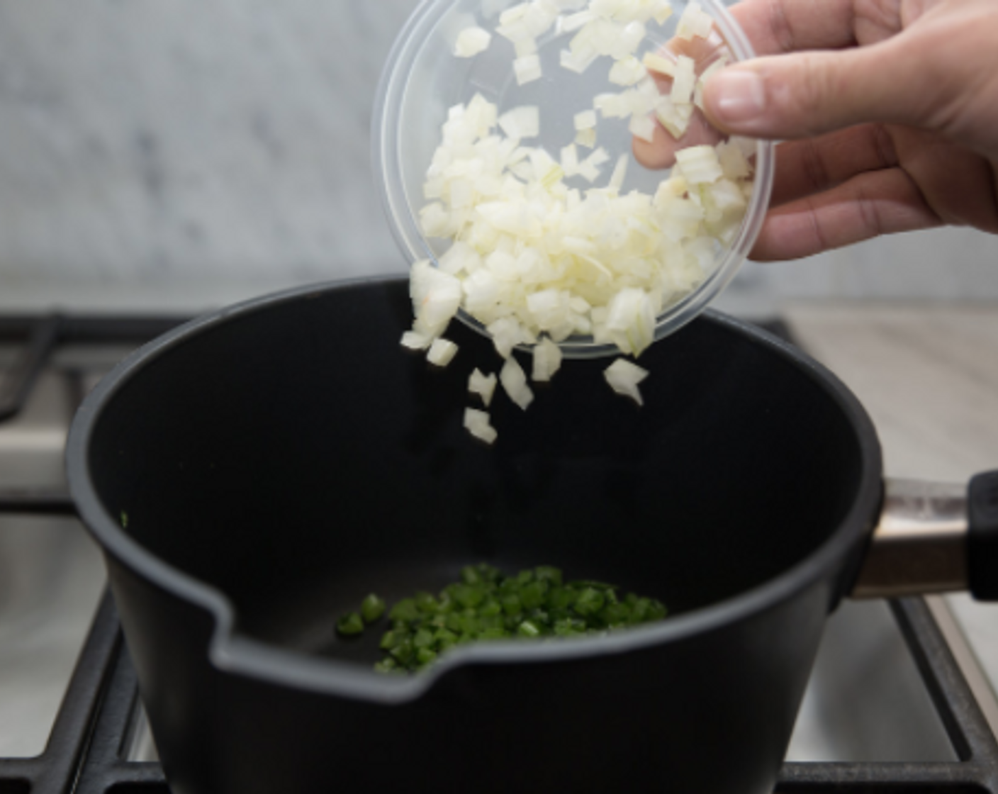 step 4 Add diced onion and turnip; cook 1 minute.