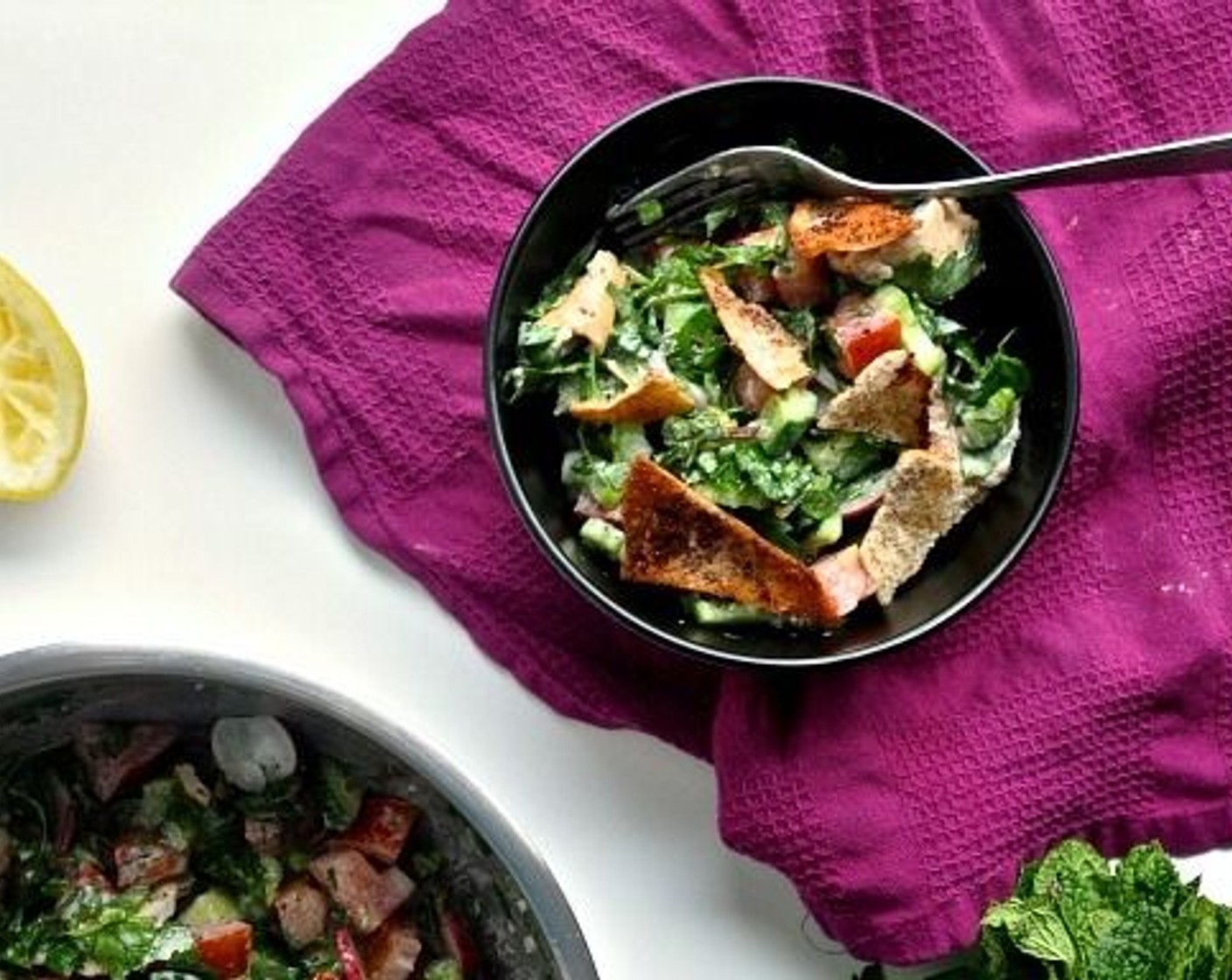 step 7 Serve in bowls, topped with the toasted pita.