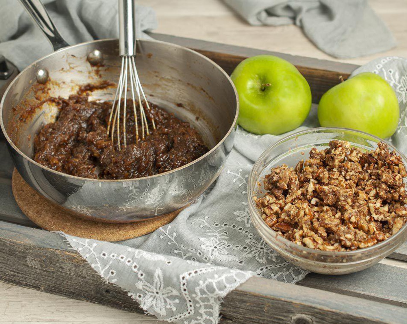 step 1 In a small bowl, stir together the Pecans (1 1/2 cups), Brown Sugar (3 Tbsp), Unsalted Butter (3 Tbsp), Ground Cinnamon (1 tsp), and Salt (1 pinch) and set aside.