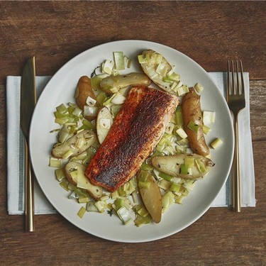 Blackened Mahi-Mahi with Roasted Potatoes and Leek Recipe | SideChef